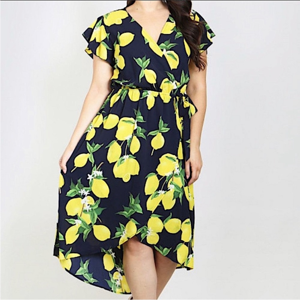 Scobe Lemon Faux Wrap Dress